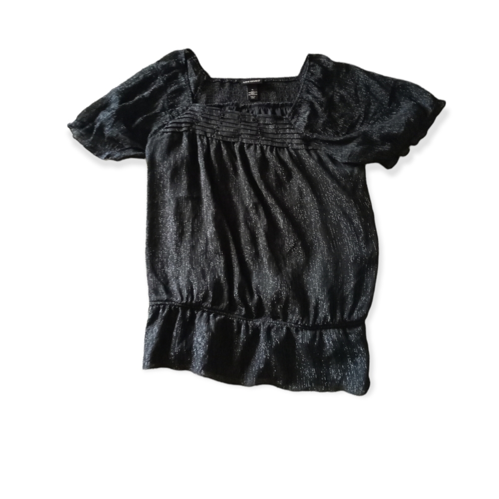 LANE BRYANT black and silver metallic thread blouse Plus size 16